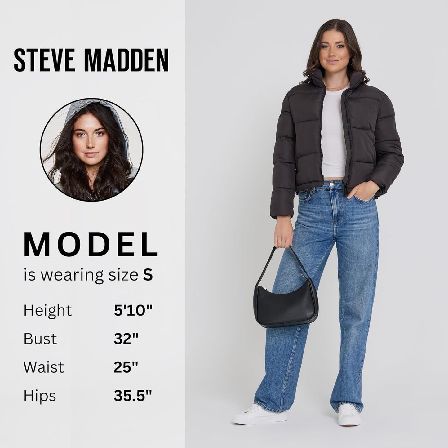 Steve Madden Cropped Puffer Jacket, Warm Winter Coats for Women, Trendy Cute Winter Jackets for Women