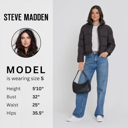 Steve Madden Cropped Puffer Jacket, Warm Winter Coats for Women, Trendy Cute Winter Jackets for Women