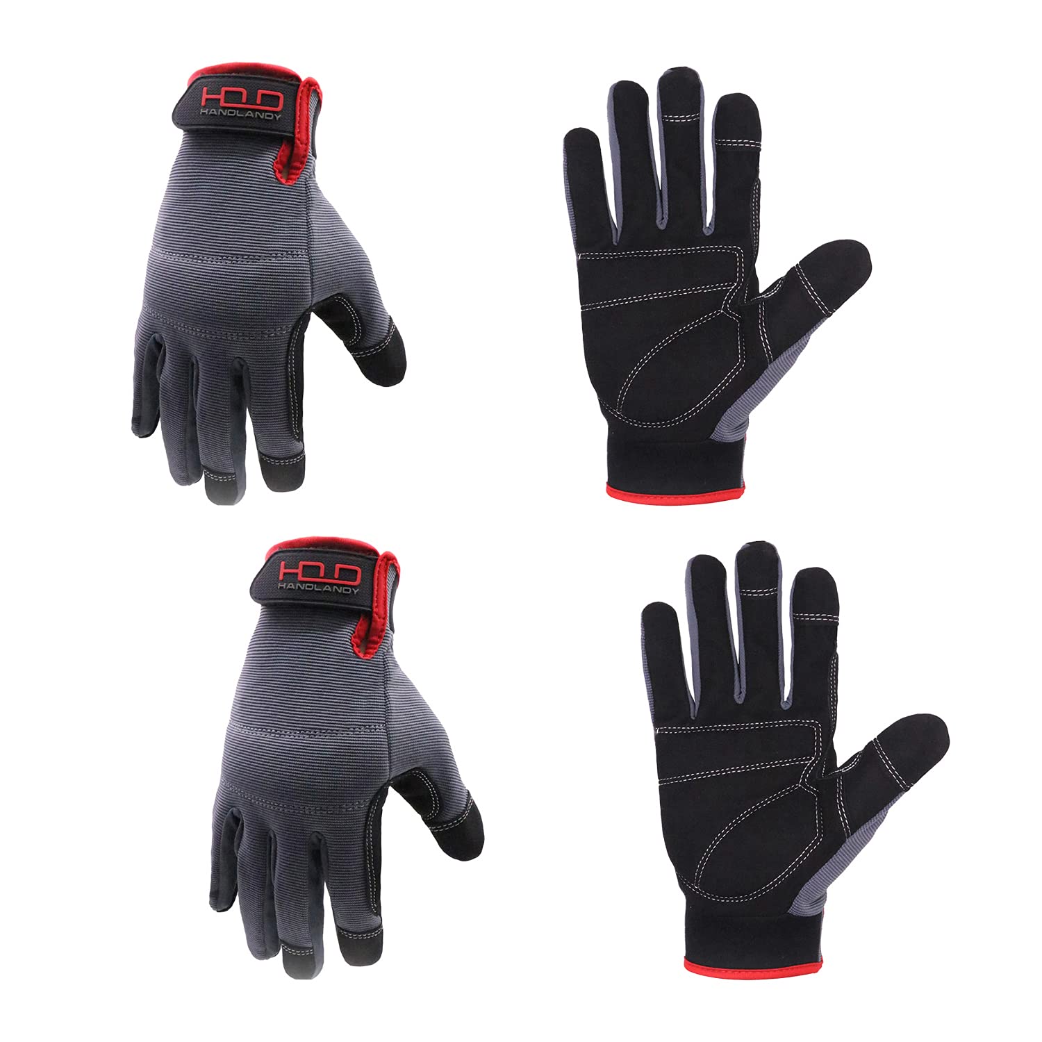 HANDLANDY Work Gloves for Men & Women, Utility Mechanic Working Gloves Touch Screen, Flexible Yard Work Gloves
