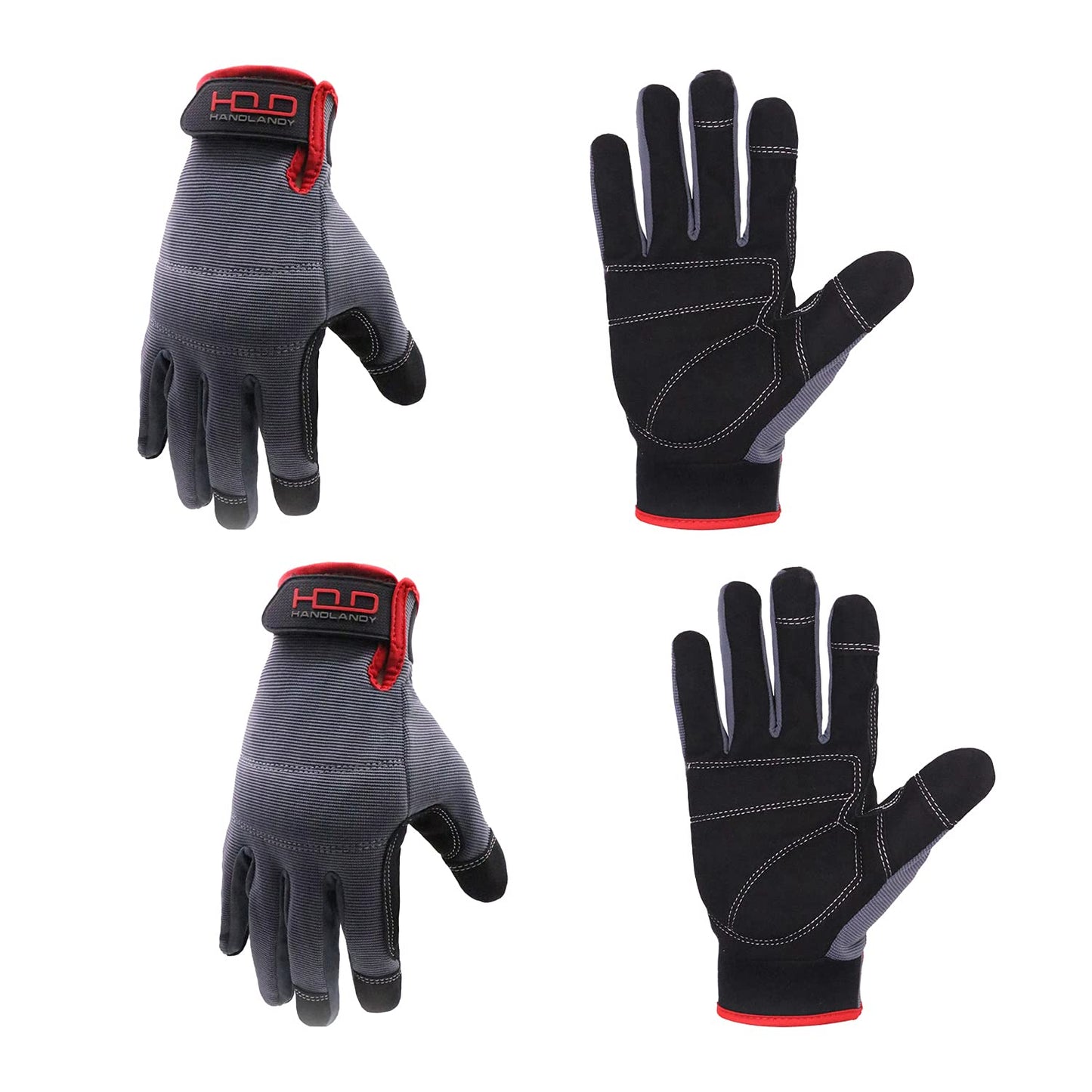 HANDLANDY Work Gloves for Men & Women, Utility Mechanic Working Gloves Touch Screen, Flexible Yard Work Gloves