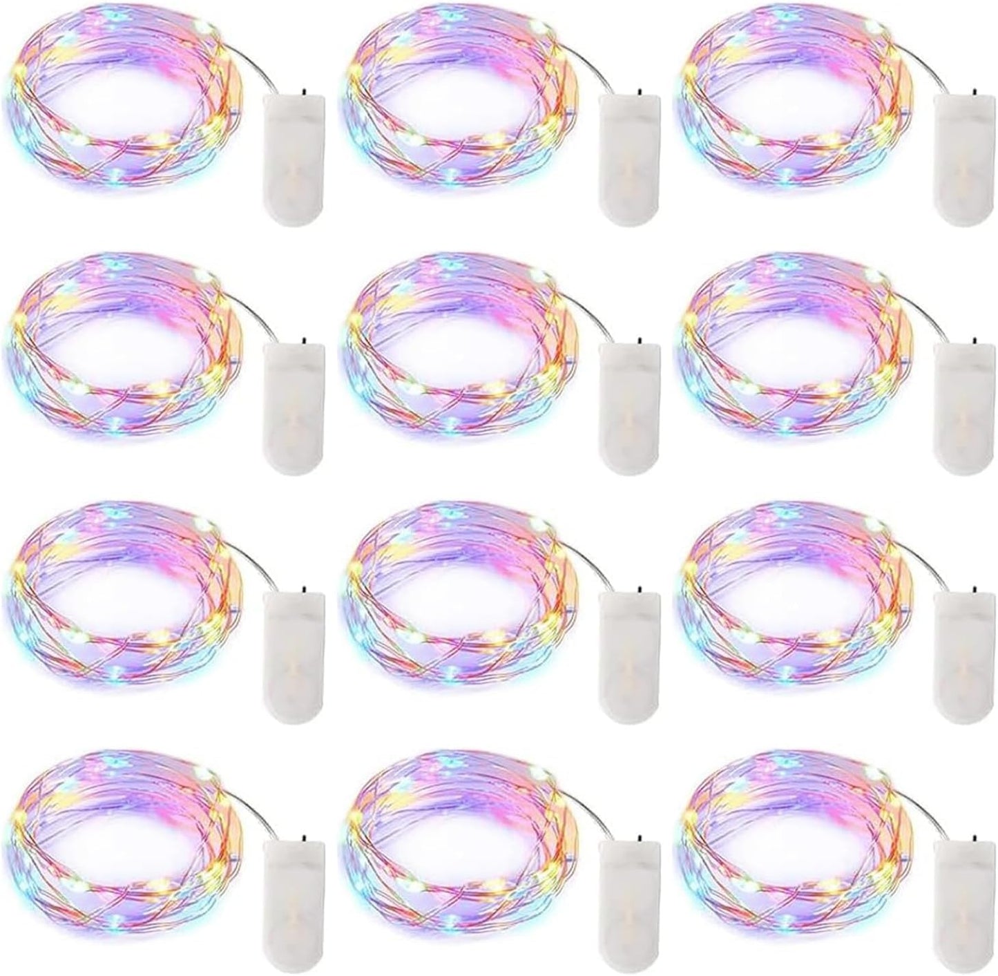 Brightown 12 Pack LED Fairy Lights Battery Operated String Lights - 7ft 20LED Waterproof Silver Wire Firefly Starry Moon Lights for DIY Crafts Wedding Table Centerpieces Party Bedroom Christmas