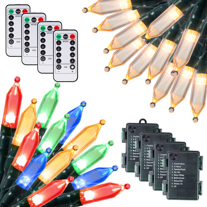Brightown Battery Operated Christmas Lights 4 Pack 18 Feet 50 LED Clear Mini String Lights with 8 Modes Waterproof Tree Lights for Xmas Outdoor Indoor Holiday Party Garden Decor, Warm White