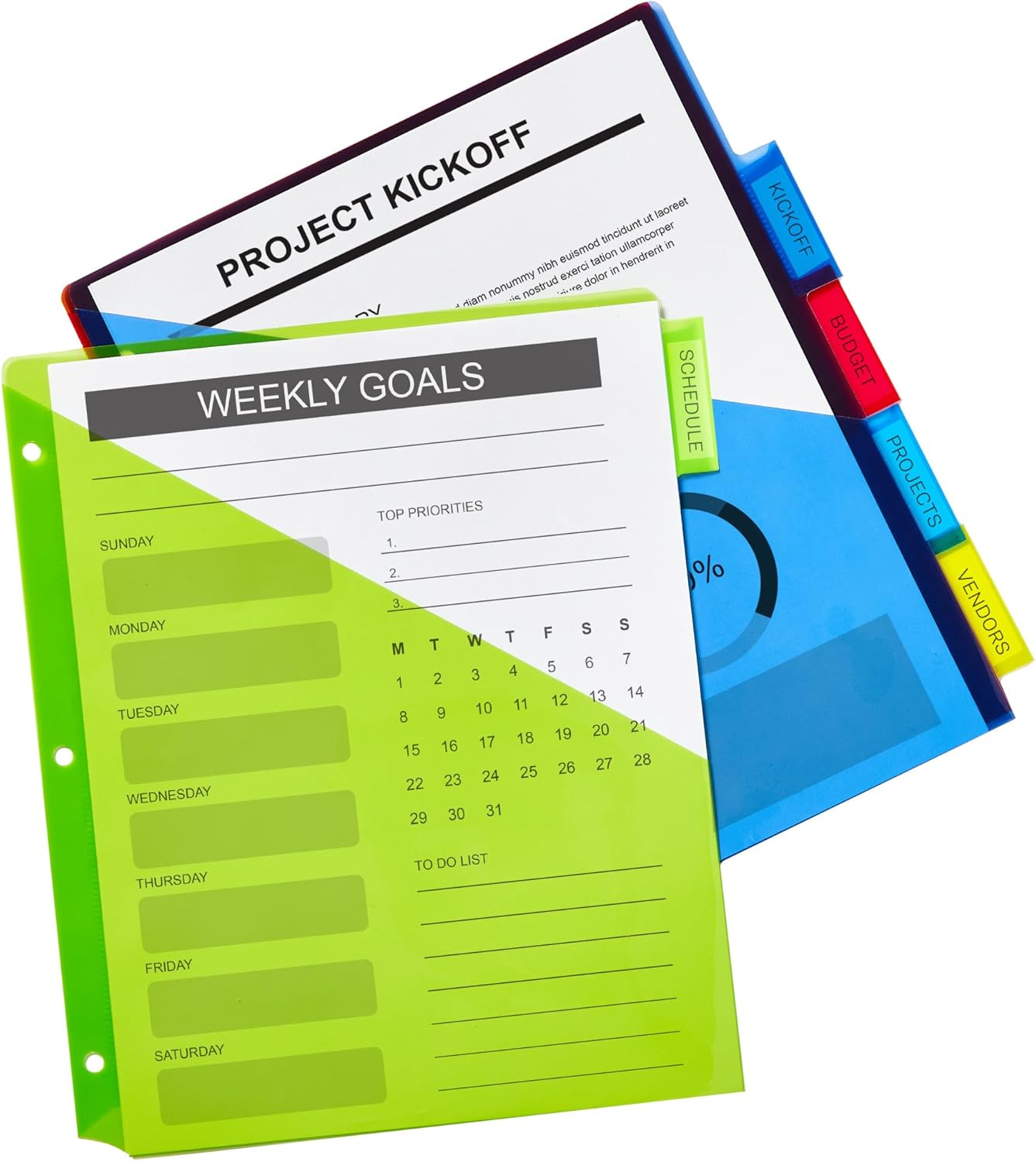 Avery Dividers for 3 Ring Binders, 5 Tab Plastic Binder Dividers, Pockets, Insertable Big Tabs, Multicolor, Extend Beyond Sheet Protectors, 1 Set (11902)