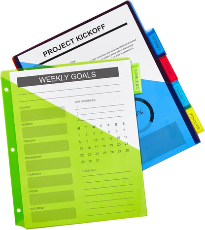 Avery Dividers for 3 Ring Binders, 5 Tab Plastic Binder Dividers, Pockets, Insertable Big Tabs, Multicolor, Extend Beyond Sheet Protectors, 1 Set (11902)