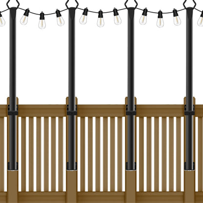 6 Pack String Light Poles, Outdoor String Light Pole 10 ft Forked Metal Light Pole with Adjustable Outdoor Light Stand, Deck, Backyard, Garden, Wedding, Rustproof and Sturdy with Hooks