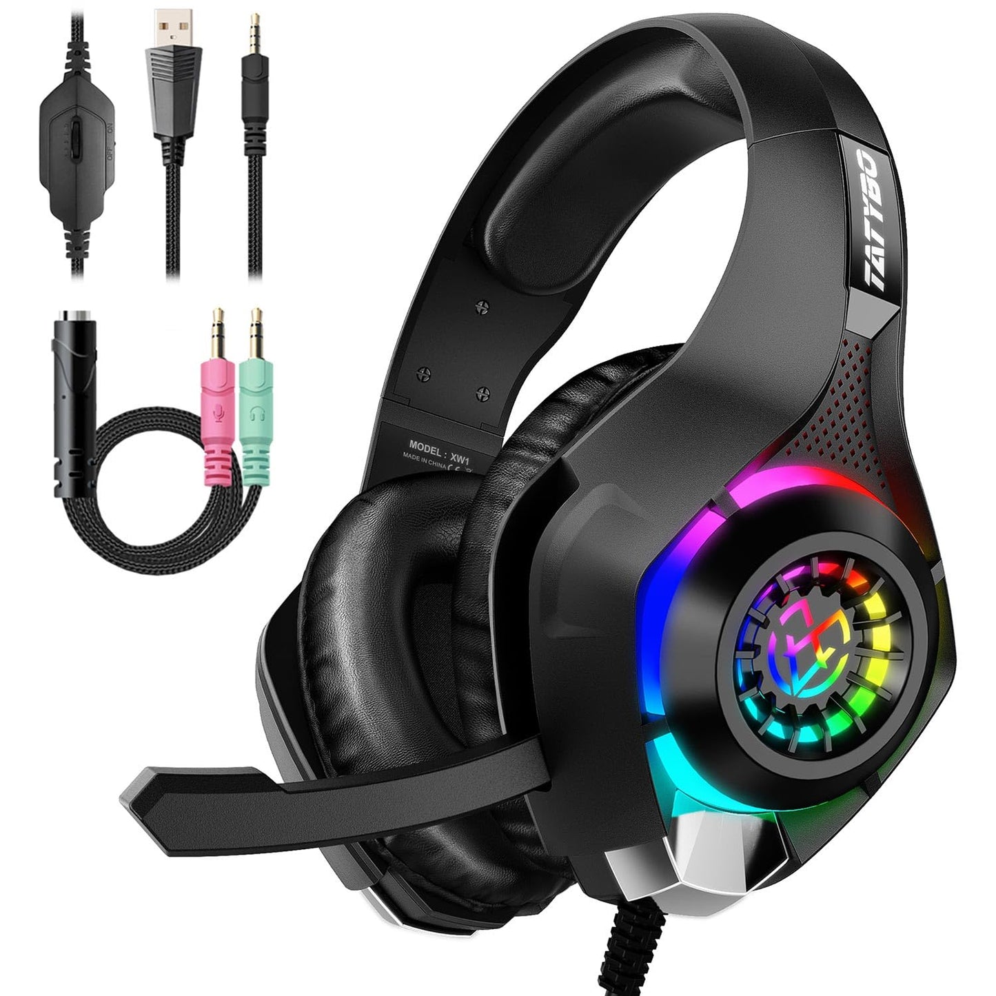 Gaming Headset for PC, Ps5, Switch, Mobile, Gaming Headphones for Nintendo with Noise Canceling Mic, Deep Bass Stereo Sound