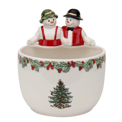 Spode Christmas Tree Ribbons Canape Platter - 6.5-Inch Holiday Serving Plate for Desserts, Appetizers, and Treats - Festive Earthenware Christmas Dinnerware with Gold Accents - Dishwasher Safe