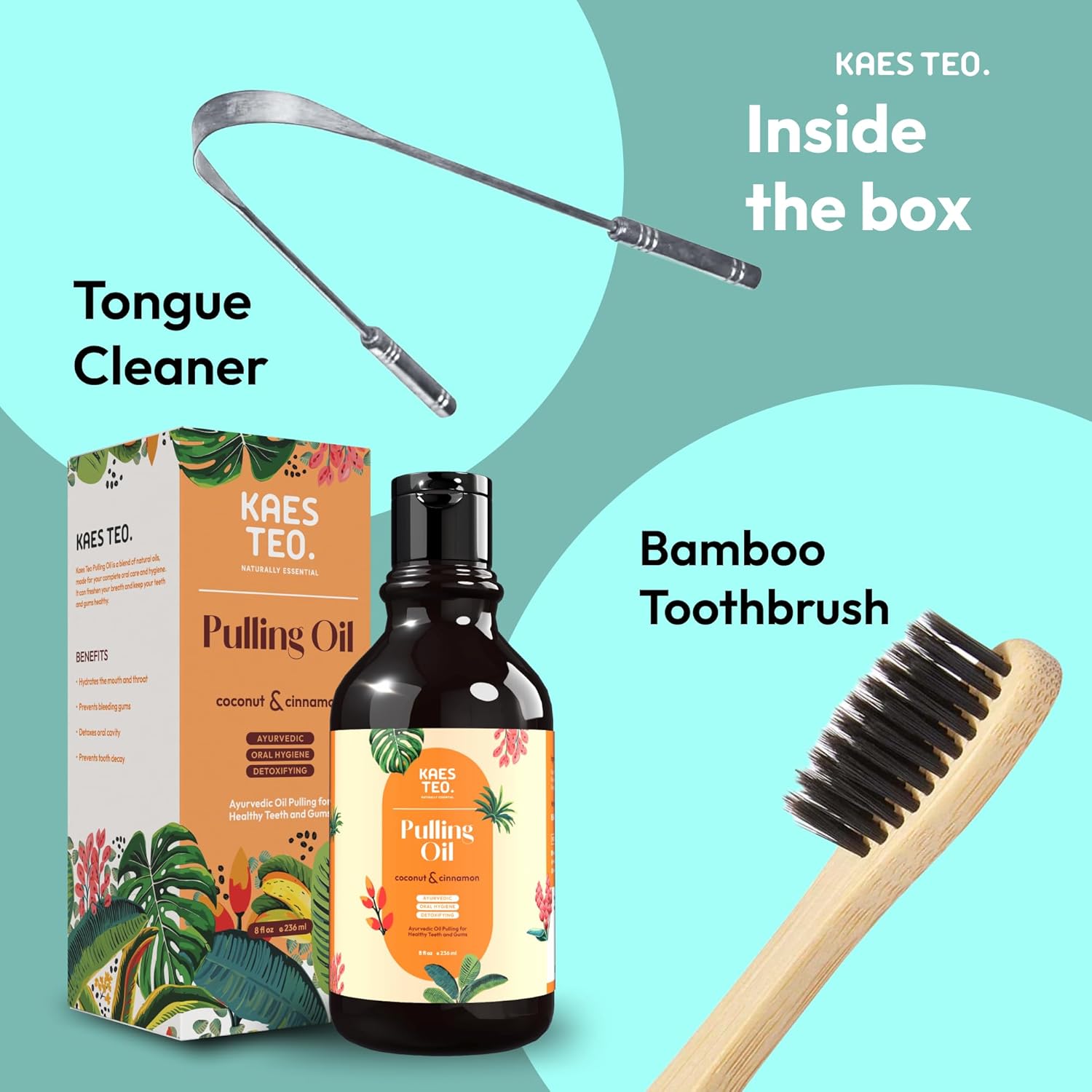 Coconut Oil Pulling with Cinnamon & Clove Bud Essential Oil for Healthy Teeth & Gums, Bad Breath Treatment, Teeth Whitening Mouthwash, Healthy Teeth & Gums, Alcohol Free, 100% Natural 8 Fl Oz