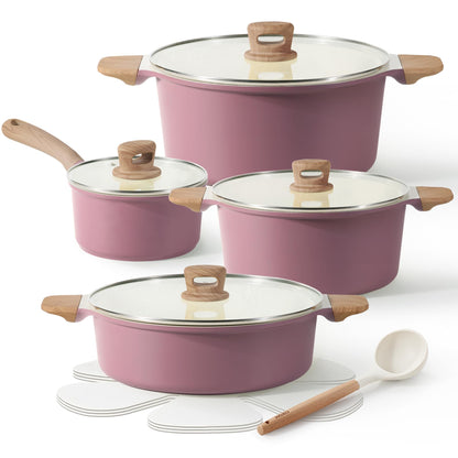 CAROTE 14 Pcs Pots and Pans Set Nonstick,Cookware Set Kitchen Cooking Set with Utensil and Pan Protectors