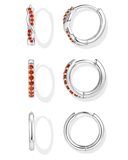Inerney Gold Huggie Hoop Earrings Set for Women, Dainty Small Sterling Silver Earring Stacks Hypoallergenic Jewelry for Multiple Piercings, Trendy Twisted Cute Cartilage Hoops Birthstone Gift 3 Pairs