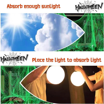 200Sqft Glow in The Dark Spider Web Halloween Spider Webs Decorations with 30 Extra Fake Spiders for Halloween Decor Indoor and Outdoor Haunted House Party Supplies