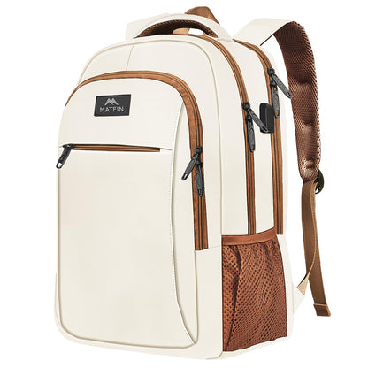 MATEIN Travel Laptop Backpack, Business Anti Theft Slim Sturdy Laptops Backpack with USB Charging Port, Water Resistant College School Computer Bag Gift for Men & Women Fits 15.6 Inch Notebook, Grey
