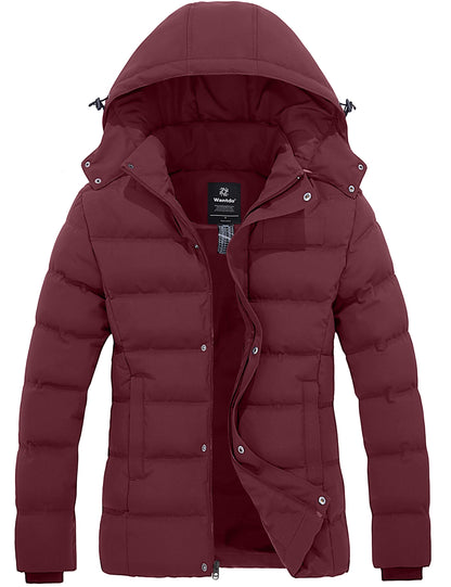 Wantdo Women's Hooded Warm Winter Coat Quilted Thicken Puffer Jacket with Removable Hood