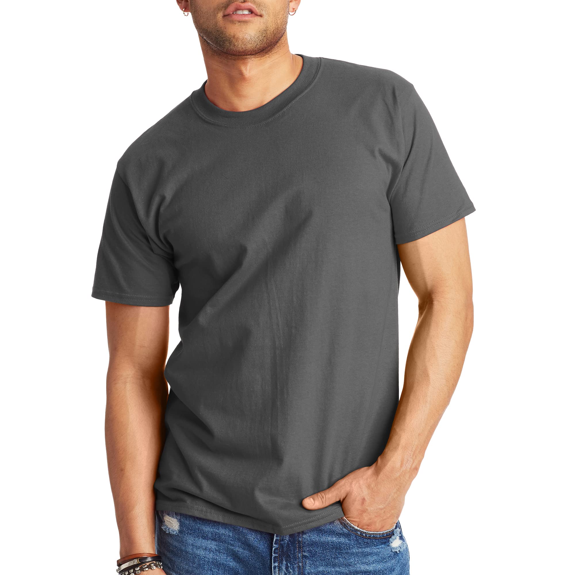 Hanes Men's Beefy-t T-Shirt, Heavyweight Cotton Tee, 1 Or 2 Pack, Big & Tall