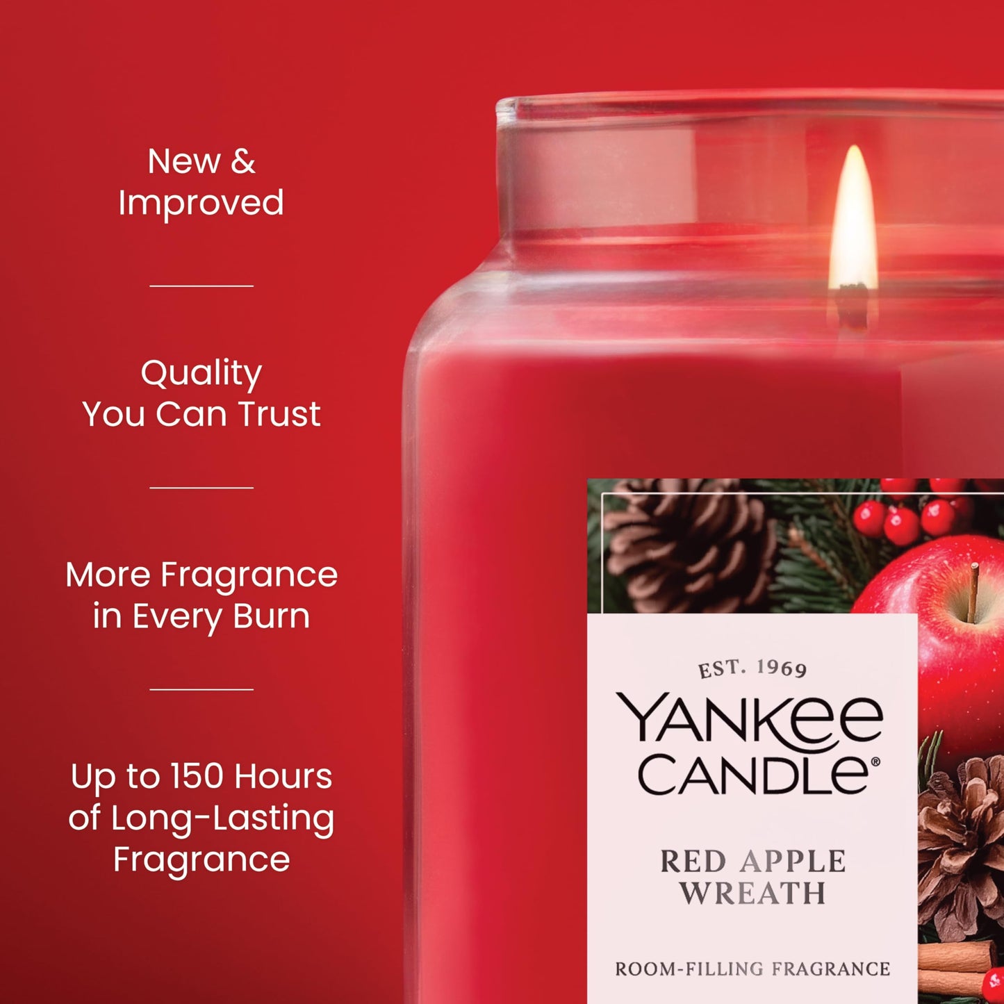 Yankee Candle Balsam & Cedar, Holiday Scented Candle, 22oz Large Jar with up to 150 Hour Burn Time, Giftable