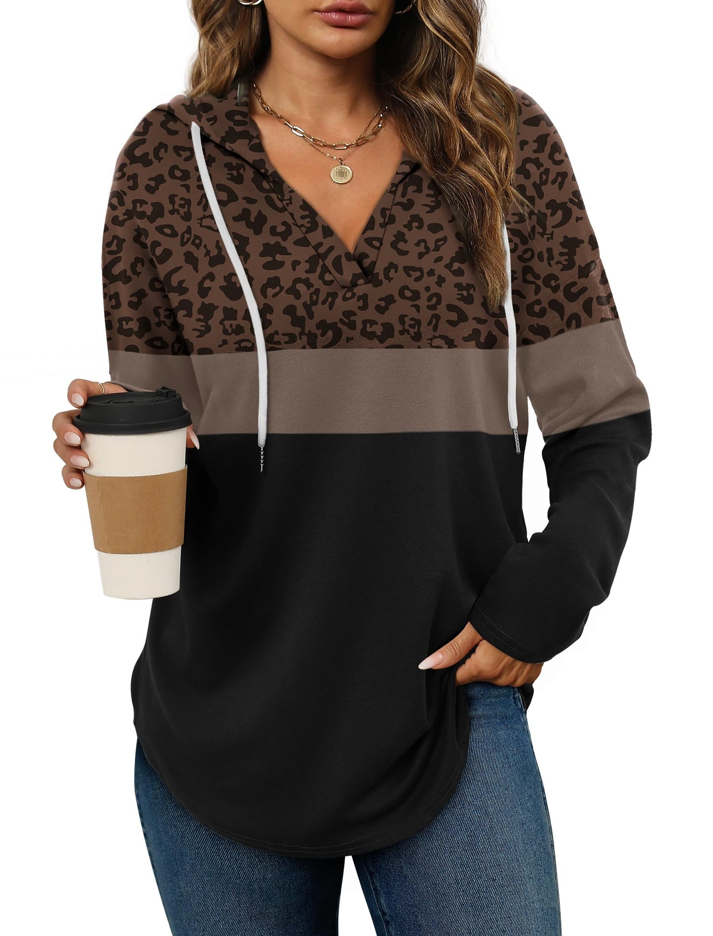 Bofell Womens Fashion Tops Hoodies for Women Pullover Oversized Sweatshirts Long SLeeve Shirts Loose Fit