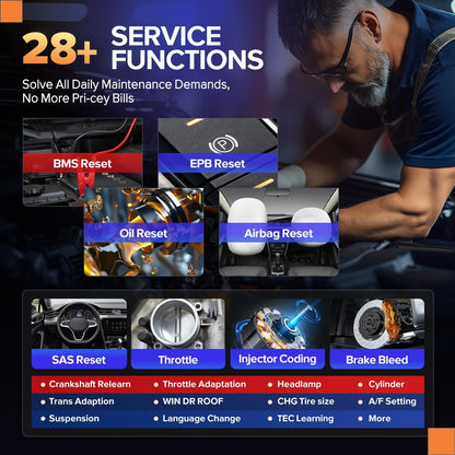 Autel Scanner MaxiCheck MX808S, 2025 US Ver. of MaxiCOM MK808S/ MK808Z, Bidirectional 11OS as MX900 MK900 MK900BT, 3000+ Active Test, 28+ Service, OE All System OBDII Diagnostic Tool, FCA Autoauth