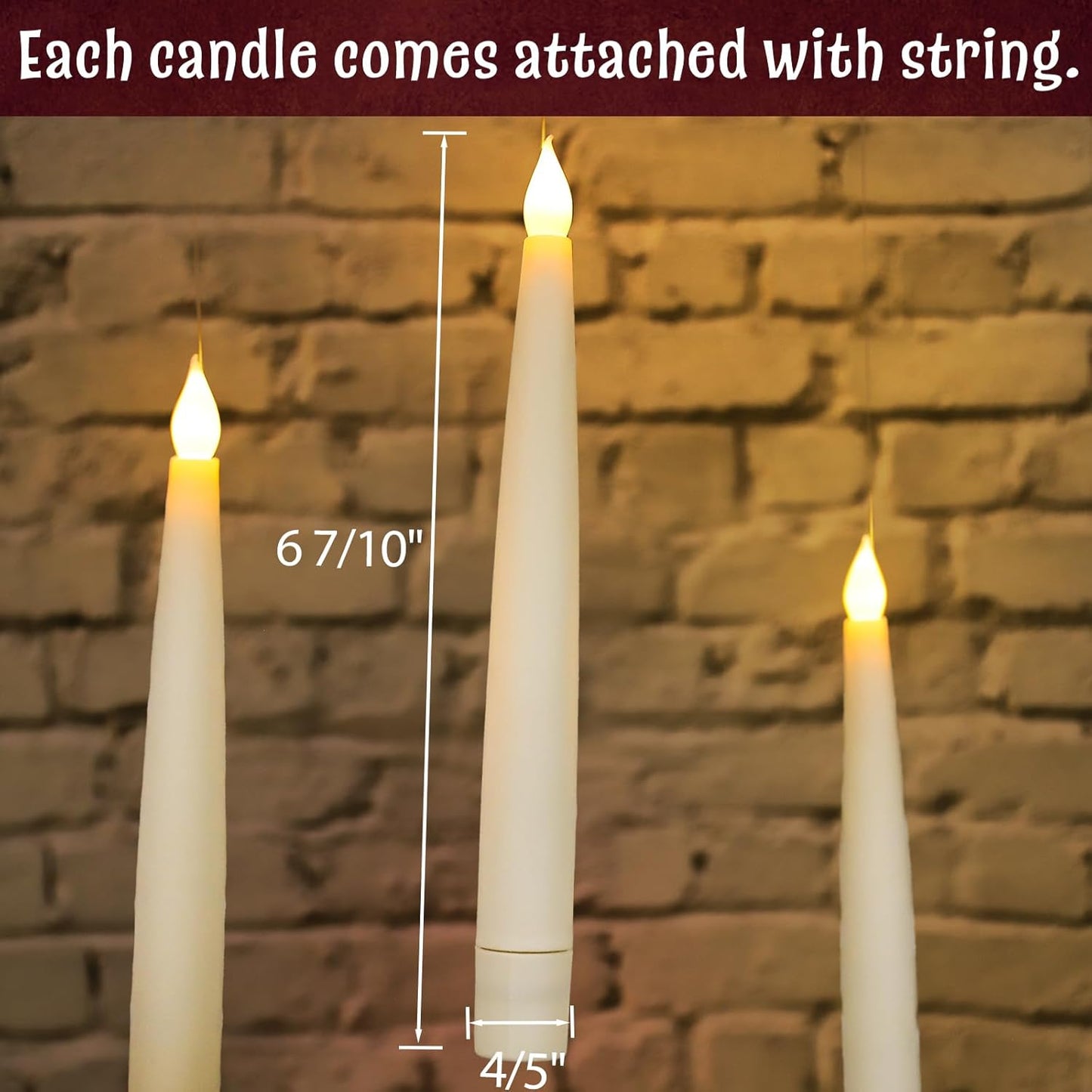 Halloween Decorations - Floating Candles with Wand - 12 Pcs Magic Flickering Warm Light Flameless Floating LED Candle Christmas Decor - Stocking Stuffers for Indoor Classroom Bedroom Party