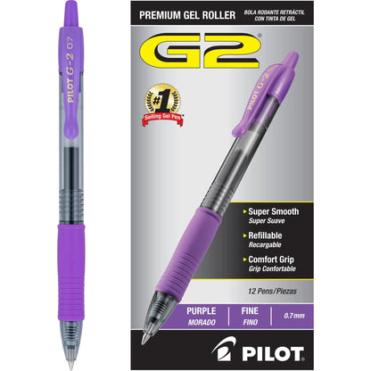Pilot G2 Premium Gel Roller Pens 0.7, Fine Point Smooth Writing Pens Black, Pack of 12