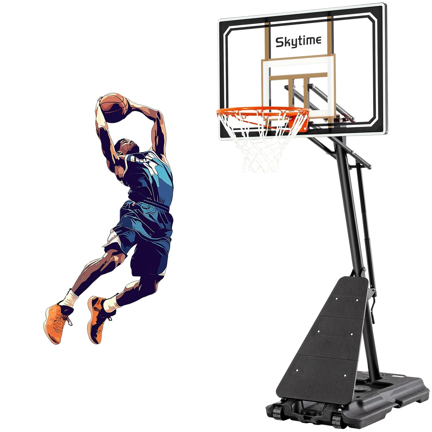 Skytime Basketball Hoop Outdoor,Adjustable Portable Basketbal Goal System with 5.3-10ft Height Stepless Regulation