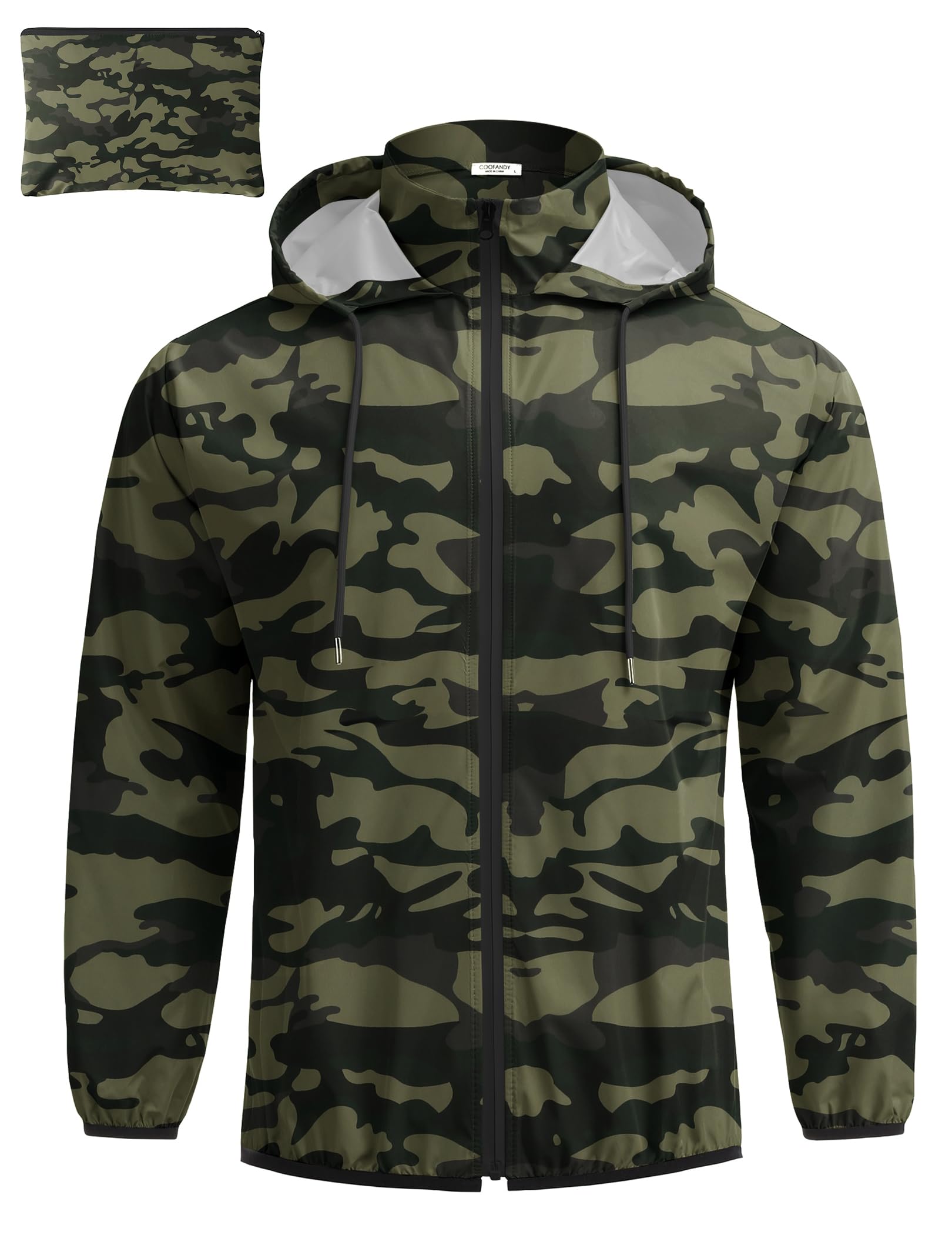 COOFANDY Men's Packable Rain Jacket Lightweight Waterproof Raincoat with Hood Travel Hiking Golf Windbreaker
