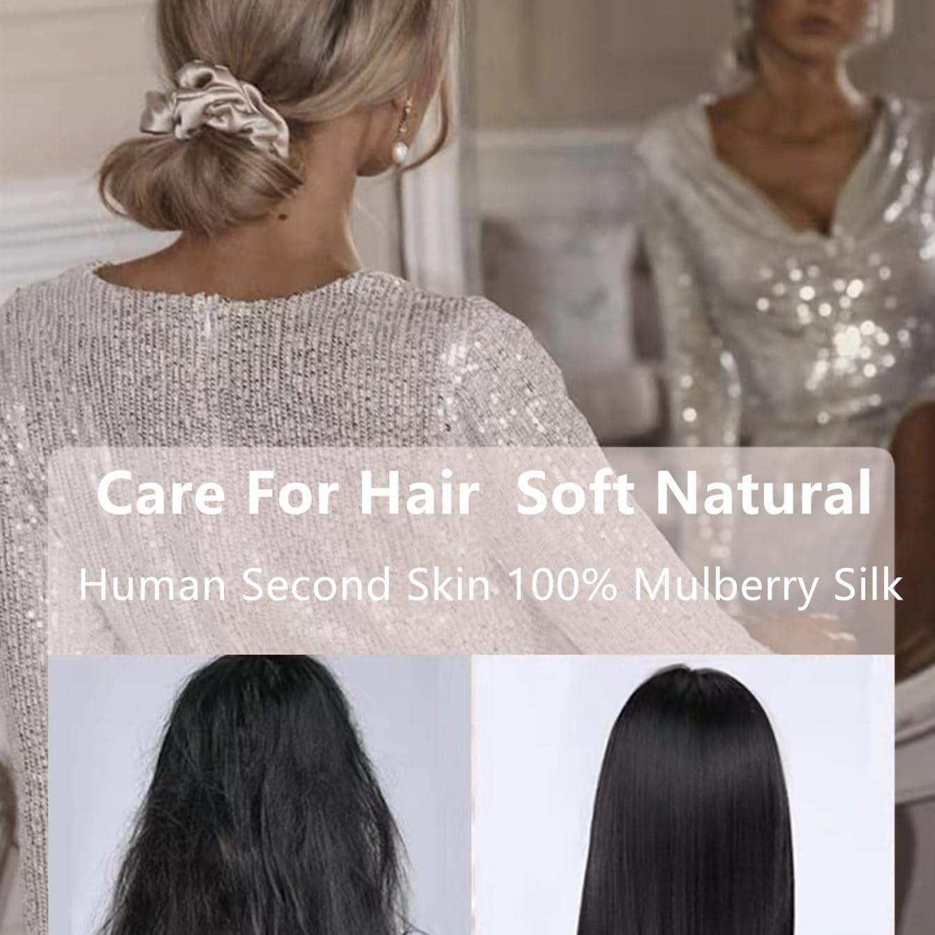 Silk Hair Towel, Friction-Resistant, Amino Acid-Rich, Durable, Breathable (6PCS(Bean Paste, Rose Gold, Rice White))