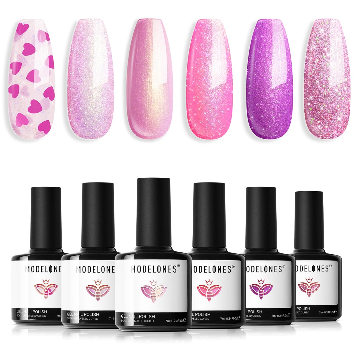 modelones Christmas Gel Nail Polish Set, 6 Colors Cat Eye Red Green Glitter Gold Silver Winter Gel Polish Kit with Magnet Nail Stickers Soak Off Led Nail Art Manicure Salon DIY New Year Holiday Gifts
