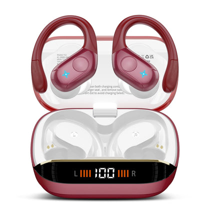 Wireless Earbuds Bluetooth 5.4 Headphones 75H Stereo Deep Bass Sports Over Ear Buds with Earhooks, LED Display Bluetooth Earbuds with 4 ENC Mic, IP7 Waterproof Earphone for Running, Black