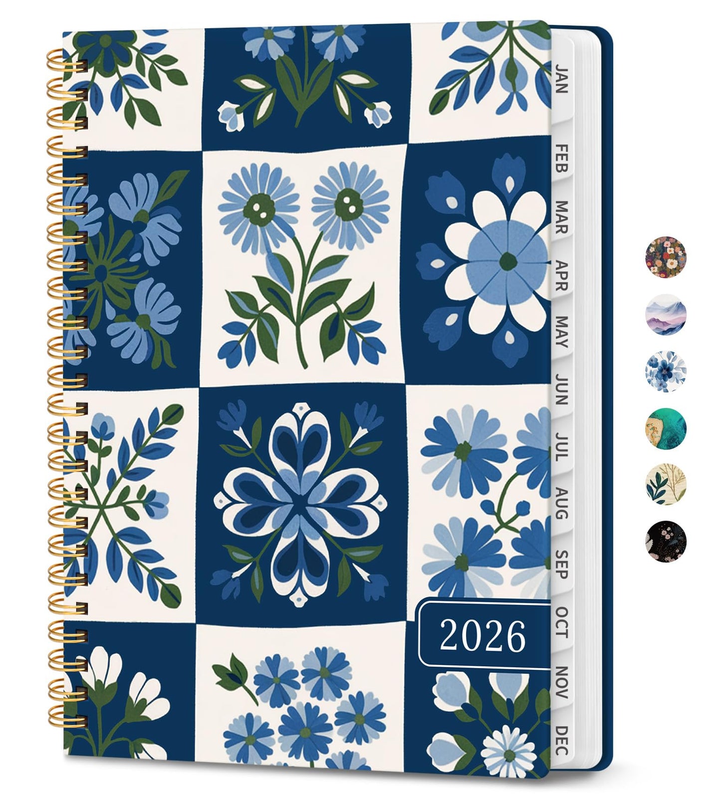 Hardcover 2026 Planner, Weekly and Monthly Calendar, Jan - Dec 2026 Planner Book with Tabs for Women, Inner Pocket, Spiral Bound, Perfect for Office/Home/School Supplies, Petals, A5, 6.3" x 8.5"