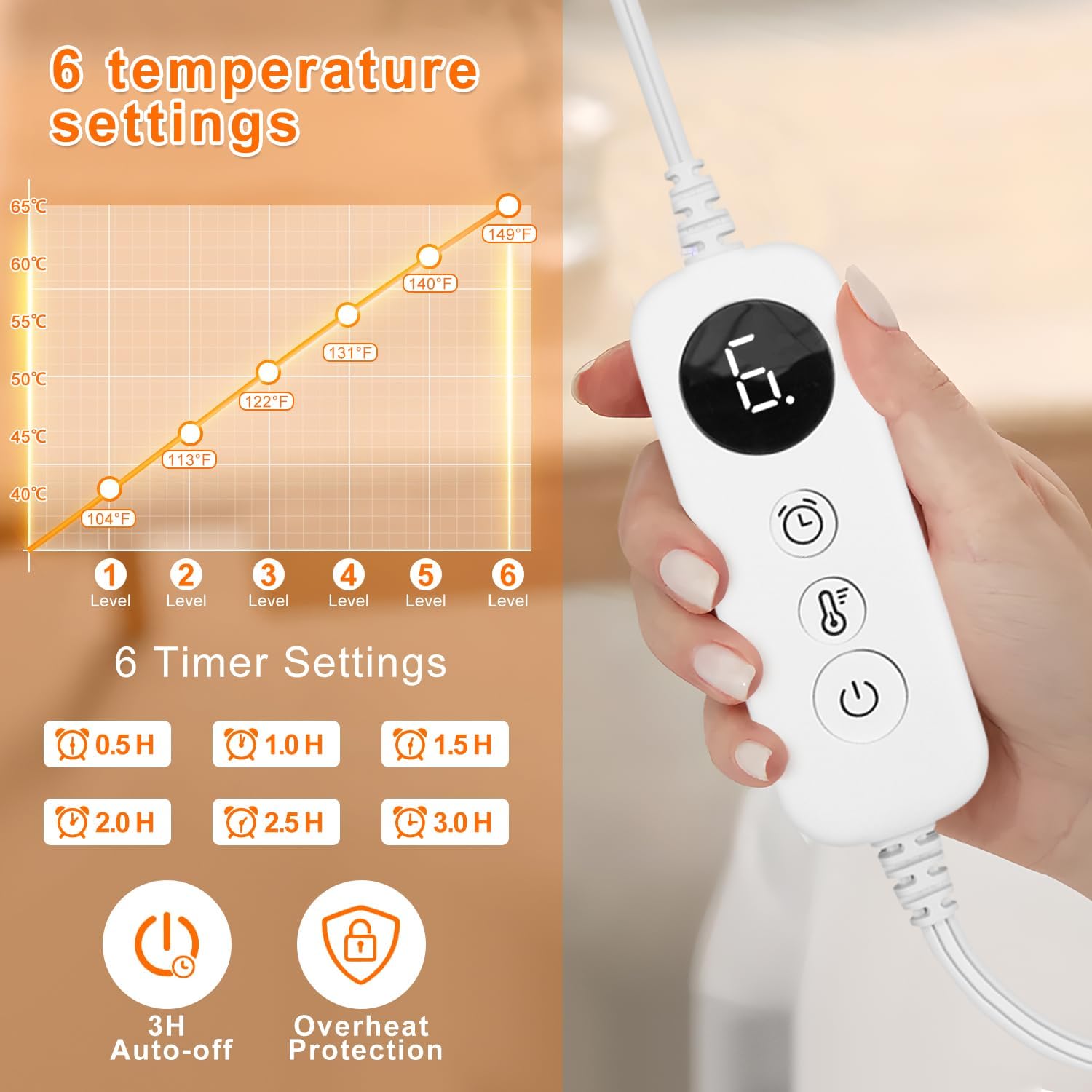 Heating Pad for Back Pain Relief Weighted Heating Pad for Neck and Shoulder Cramps 6 Heat Settings 6 Timers Auto Off Birthday Gifts for Women Men Mom Dad ETL Certified Gray
