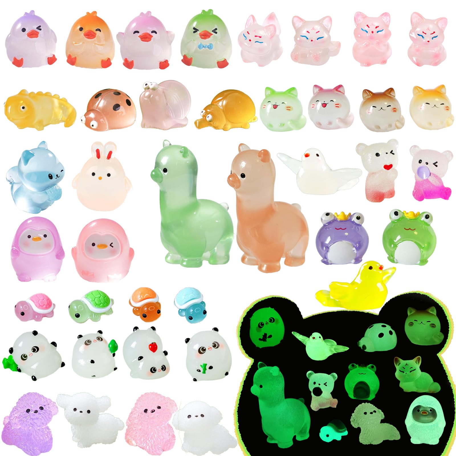 Mini Halloween Figurines 30 PCS, Luminous Halloween Miniatures Bulk for Decor, Mini Resin Animals Variety Pack to Hide, Pumpkin Ghost Owl for Party Favors Bag Fillers Garden Decor, Gifts