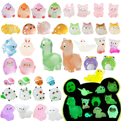 Mini Halloween Figurines 30 PCS, Luminous Halloween Miniatures Bulk for Decor, Mini Resin Animals Variety Pack to Hide, Pumpkin Ghost Owl for Party Favors Bag Fillers Garden Decor, Gifts