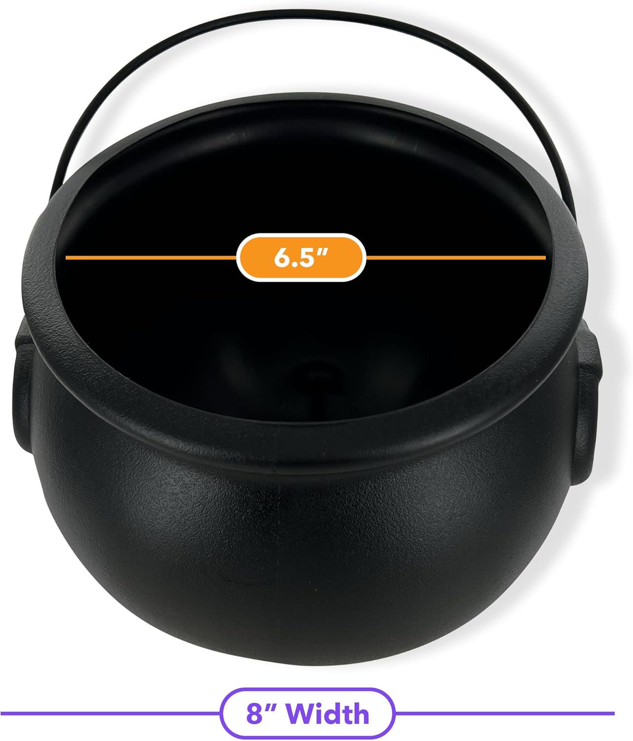 GiftExpress 8" Black Cauldron Bucket – Halloween Candy Bowl, Trick or Treat, St. Patrick's Pot of Gold Decor, Witch Kettle for Party Supplies
