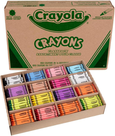 Crayola Bulk Crayon Classpack - 800ct (16 Colors), Back to School Essentials, Kids Crayons, Arts & Crafts Supplies Teacher Classroom Must Haves, Ages 3+