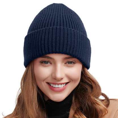 50% Wool Thick Beanie Hat for Men Women, Seamless Winter Knit Skull Cap, Cuffed Fisherman Beanie Warm Trawler Watch Cap