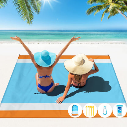 Beach Blanket Oversized Extra Large 78" X 81",Waterproof Sandproof Beach Blanket 1-7 Adults Lightweight Durable for Travel Camping Hiking Picnic