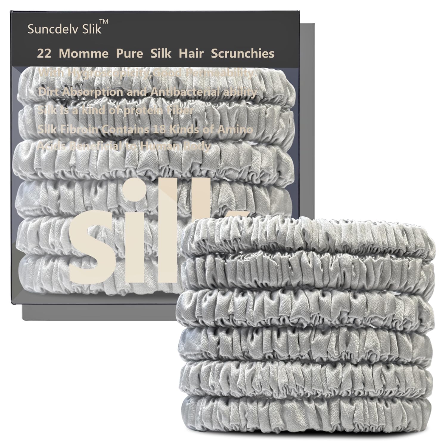 Silk Hair Towel, Friction-Resistant, Amino Acid-Rich, Durable, Breathable (6PCS(Bean Paste, Rose Gold, Rice White))