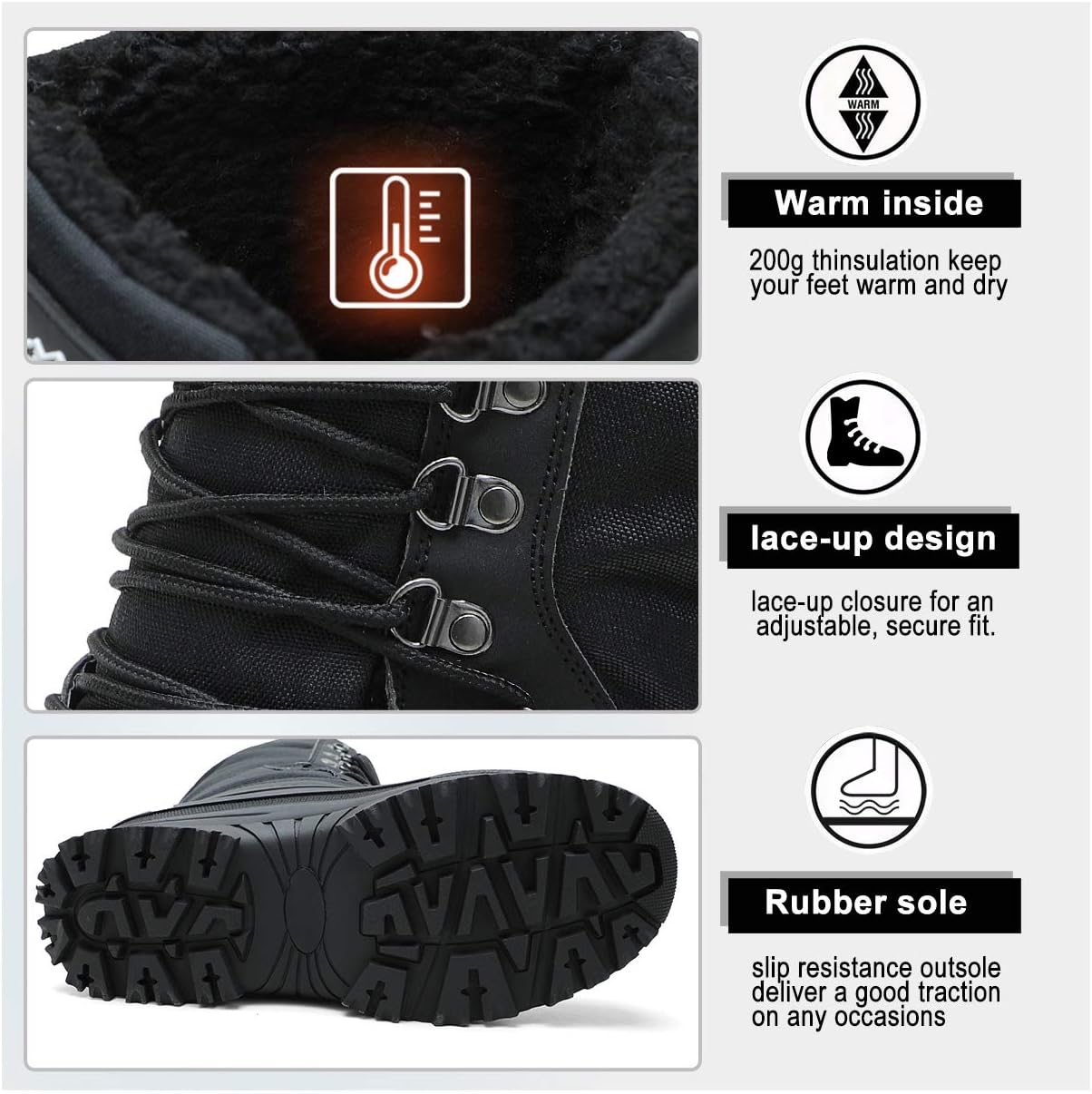 ALEADER Men's Waterproof Winter Snow Boots Thinsulate