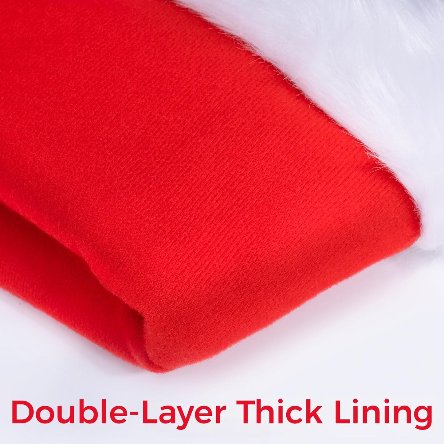 RJVW Christmas Santa Hat for Adults, Thicken Soft Velvet Comfort Classic Santa Claus Hat for New Year Party Headwear Holiday