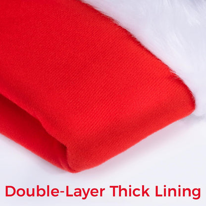 RJVW Christmas Santa Hat for Adults, Thicken Soft Velvet Comfort Classic Santa Claus Hat for New Year Party Headwear Holiday
