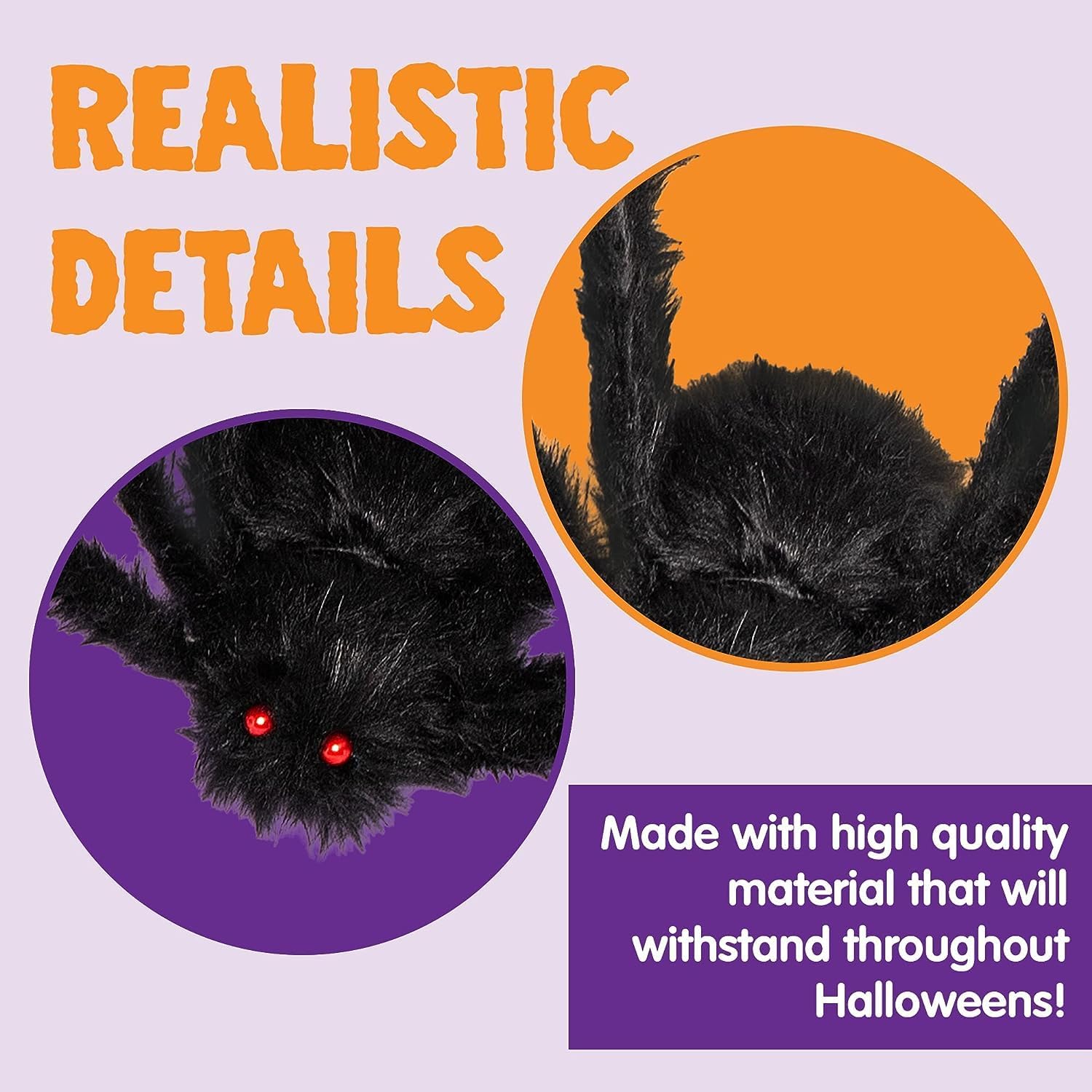 JOYIN 2 Pack 5 Ft Halloween Outdoor Decorations Hairy Black Spider, Scary Giant Spider, Fake Large Haunted House Props, Halloween Yard Lawn Decorations Party Indoor Decor