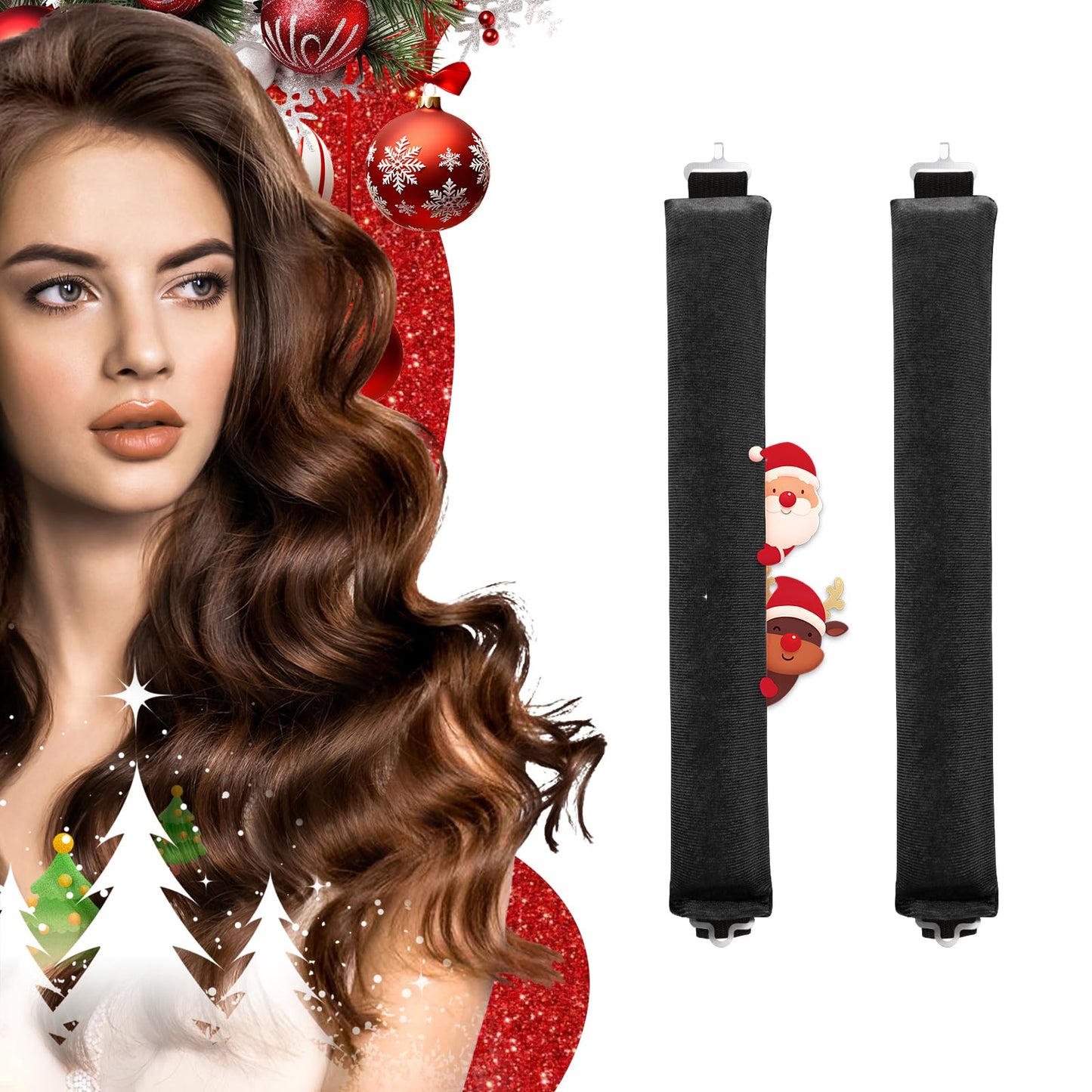 Heatless Curlers, Heatless Curls Overnight Set for Women, Soft Hair Curlers to Sleep In, Jumbo No Heat Hair Curlers Set with Headscarf and Hook for Long Hair (DarkBrown, 4 Packs)