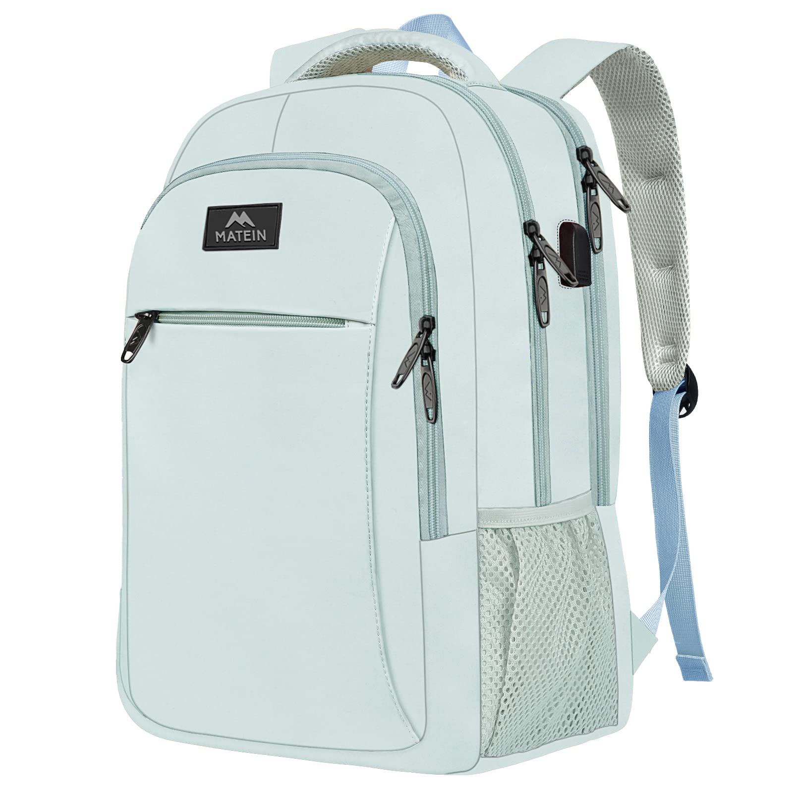 MATEIN Travel Laptop Backpack, Business Anti Theft Slim Sturdy Laptops Backpack with USB Charging Port, Water Resistant College School Computer Bag Gift for Men & Women Fits 15.6 Inch Notebook, Grey