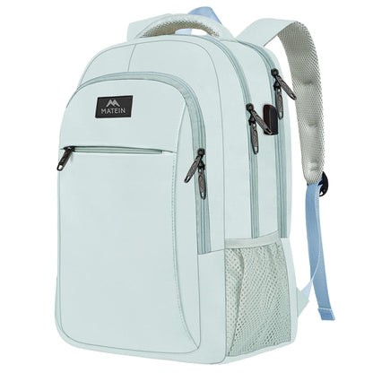 MATEIN Travel Laptop Backpack, Business Anti Theft Slim Sturdy Laptops Backpack with USB Charging Port, Water Resistant College School Computer Bag Gift for Men & Women Fits 15.6 Inch Notebook, Grey
