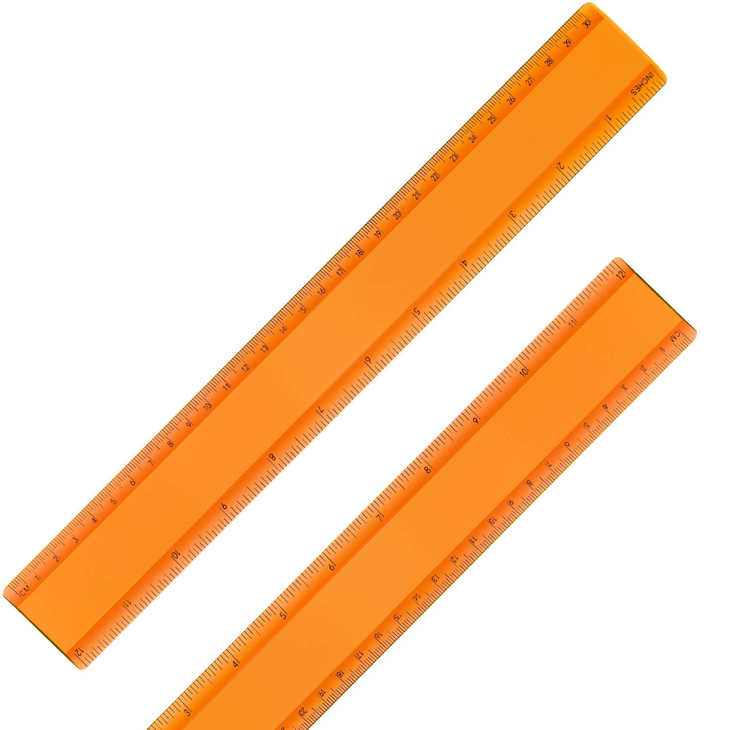 EBOOT 2 Pack Plastic Ruler Straight Ruler Plastic Measuring Tool for Student School Office (Clear, 12 Inch)