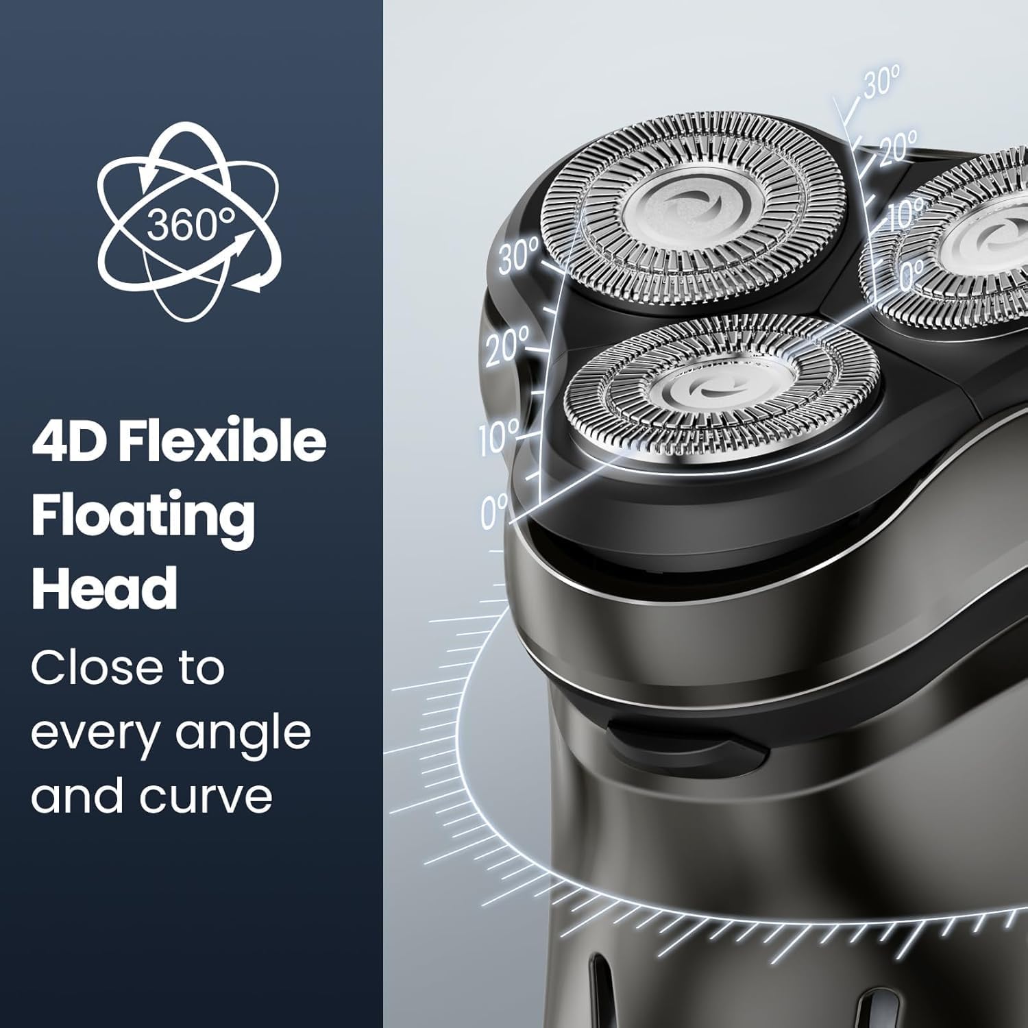 Electric Razor for Men Cordless: Wet/Dry Rotary Shaver Waterproof - USB Fast Charging & Sensitive Skin Care - Pop up Trimmer & Precision Blades Pro Black