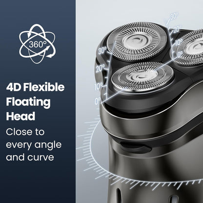 Electric Razor for Men Cordless: Wet/Dry Rotary Shaver Waterproof - USB Fast Charging & Sensitive Skin Care - Pop up Trimmer & Precision Blades Pro Black