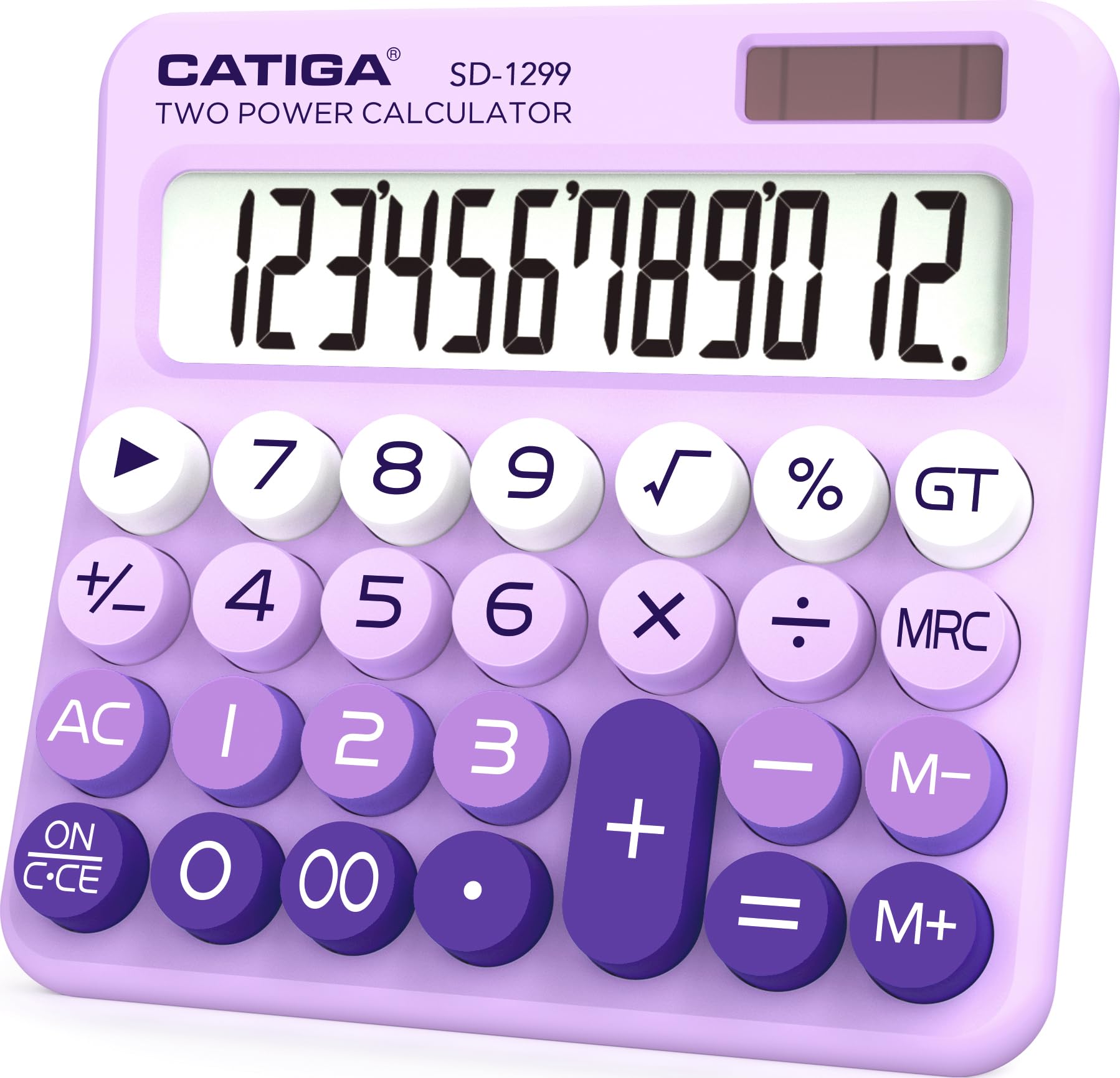 CATIGA Desktop Calculator 8 Digit with Solar Power and LCD Display, Big Buttons, for Home, Office, School, Class and Business, 4 Function Small Basic Calculators for Desk, CD-8185