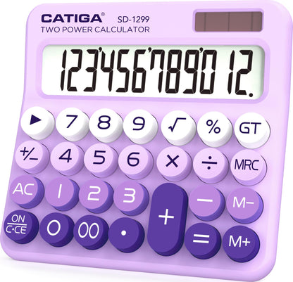 CATIGA Desktop Calculator 8 Digit with Solar Power and LCD Display, Big Buttons, for Home, Office, School, Class and Business, 4 Function Small Basic Calculators for Desk, CD-8185