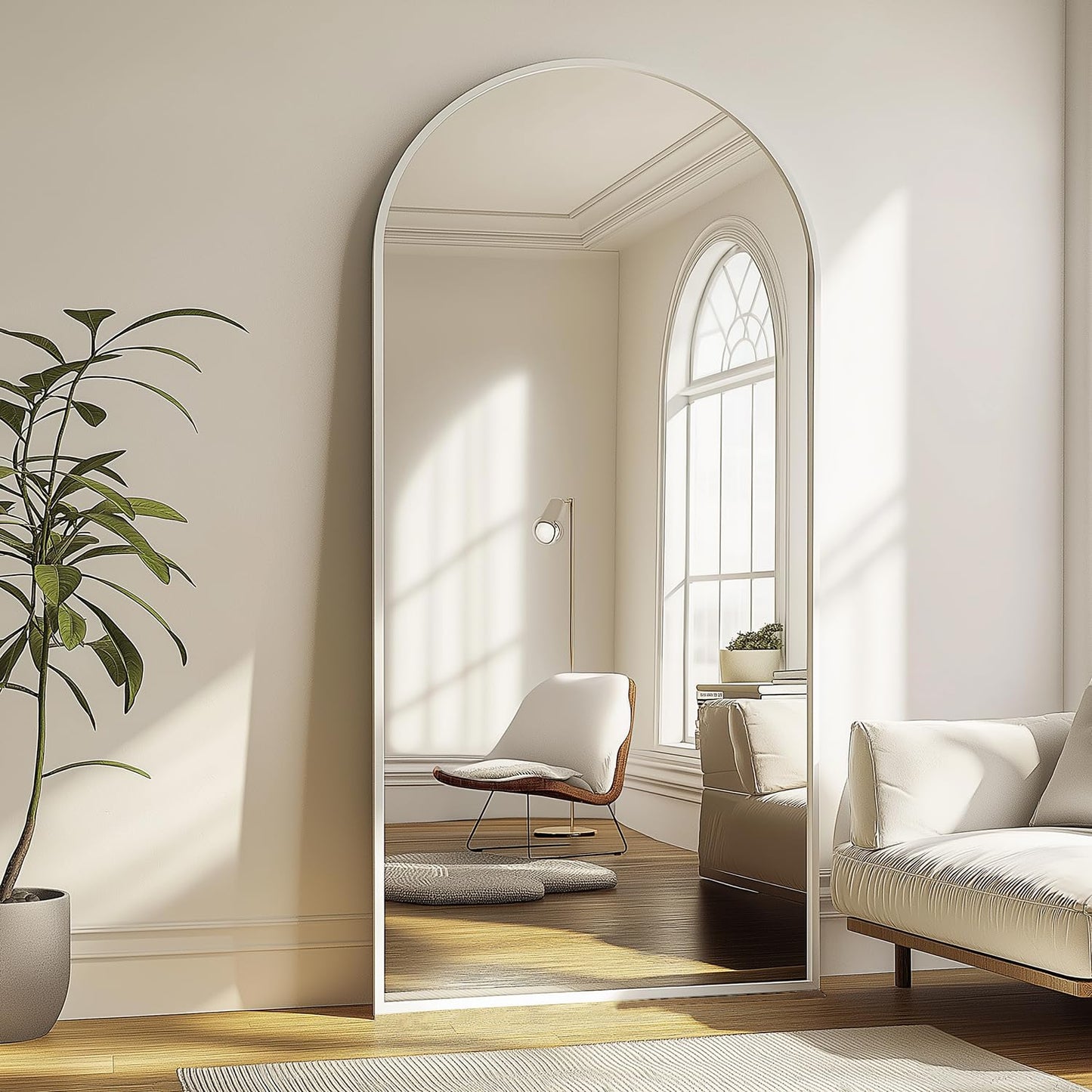 TinyTimes 64''x21'' Arched Full Length Mirror with Stand, Full Body Mirror, Mirrors Full Length Floor Freestanding, Wall Mounted Mirrors for Bedroom Living Room Cloakroom (Gold)